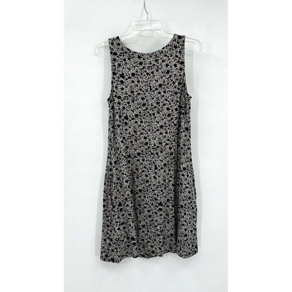 GARNET HILL tank dress button front knit sleeveless floral pockets black M - Picture 6 of 10